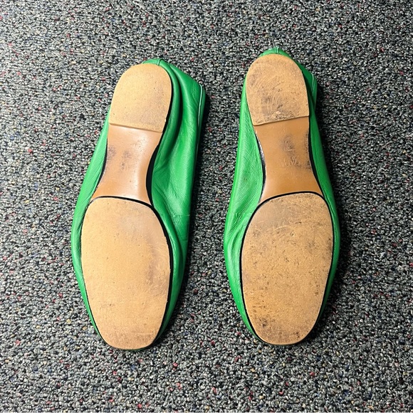 ZARA Bright Green Colorful Ballet Flats Leather Bow Soft Shoes Square Toe Sz 7.5 - Picture 16 of 16